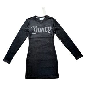 Juicy Couture Black Long Sleeve Velvet Dress
